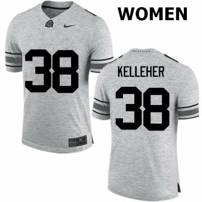 NCAA Ohio State Buckeyes Women's #38 Logan Kelleher Gray Nike Football College Jersey SEC2745UM